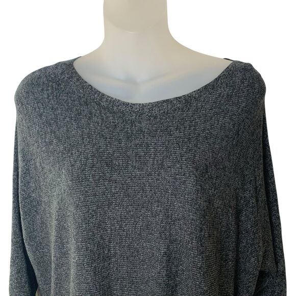 Eileen Fisher Wool & Tencel Sweater Oversized Tunic Top XS Marled Black & Gray - Picture 4 of 8